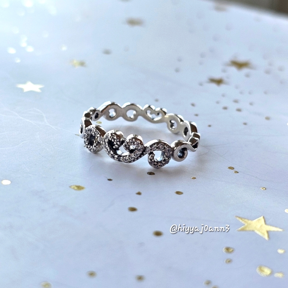 Authentic PANDORA -Heart Swirls Ring Size 9